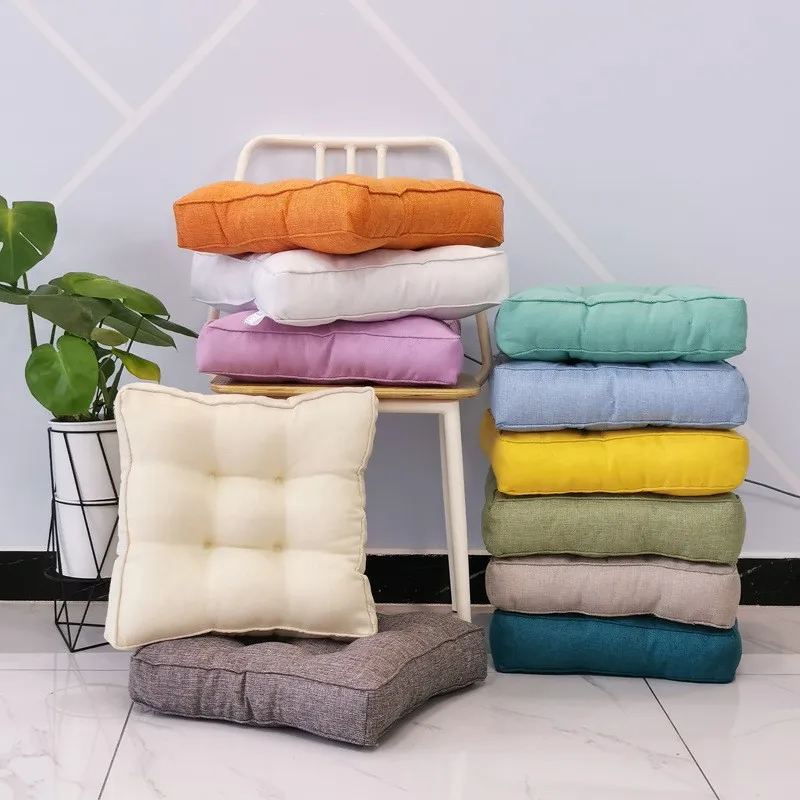 Chair Seat Cushion Chair Back Seat Candy Color Throw Pillow Linen Cushion Decorative Sofa Pillow Office Breathable Comfort