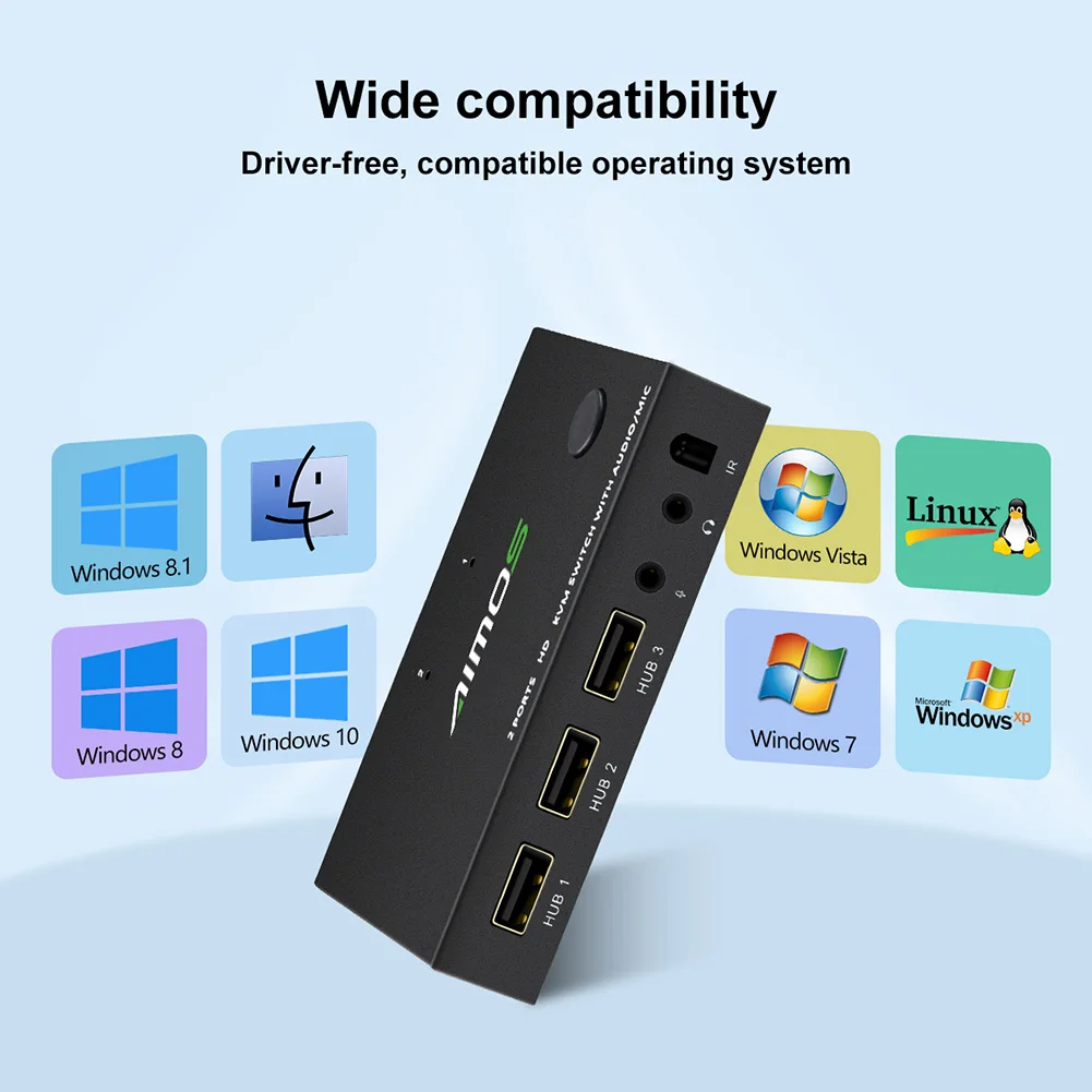 

Совместное использование 2 USB-устройств Переключение USB Компьютерный мониторинг USB клавиатура мышь KVM переключатель для ПК компьютерного пр...
