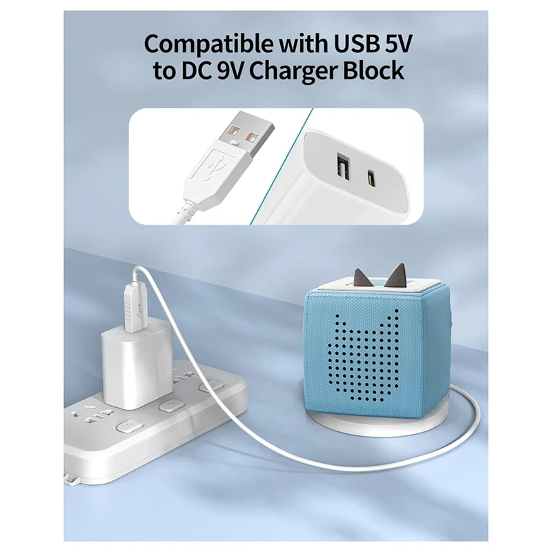Фото Сменный USB-кабель питания DT21 для аудиоплеера Toniebox, адаптер зарядной базовой станции 9В 1.6А для Toniebox, белый. №3