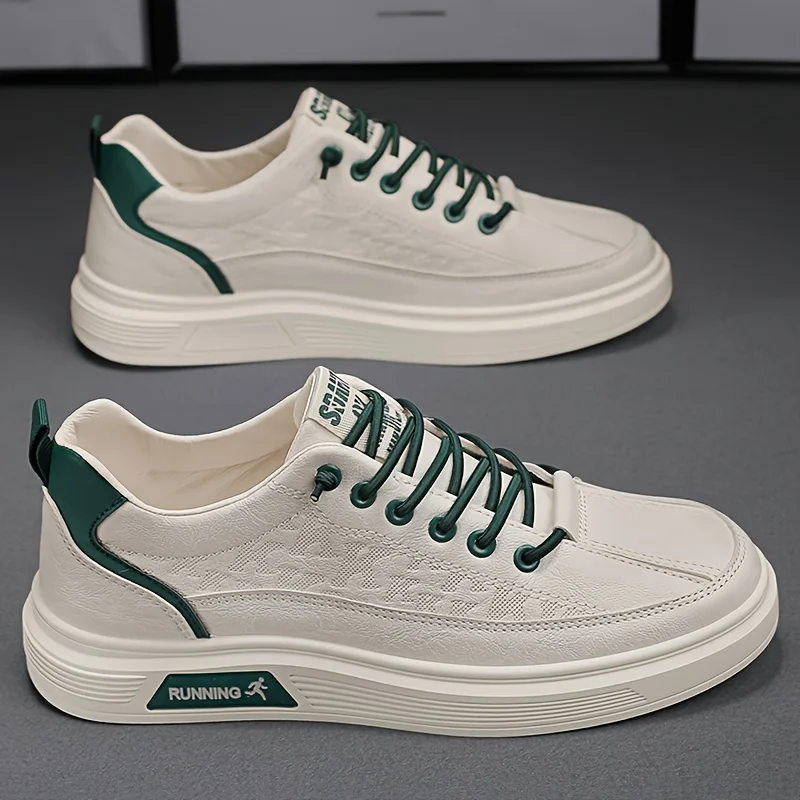 남성용 PU 가죽 캐주얼 스케이트 신발 야외 일상 올 시즌을 위한 신축성 있는 신발끈이 신발에 내마모성 미끄럼