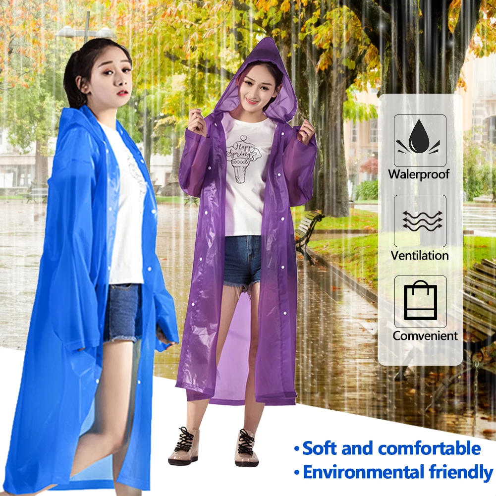 

1Pcs Reusable Raincoat Women Rainwear Men Poncho Impermeable Poncho EVA Rain Coat Plastic Fashion Rain cover for Outdoor