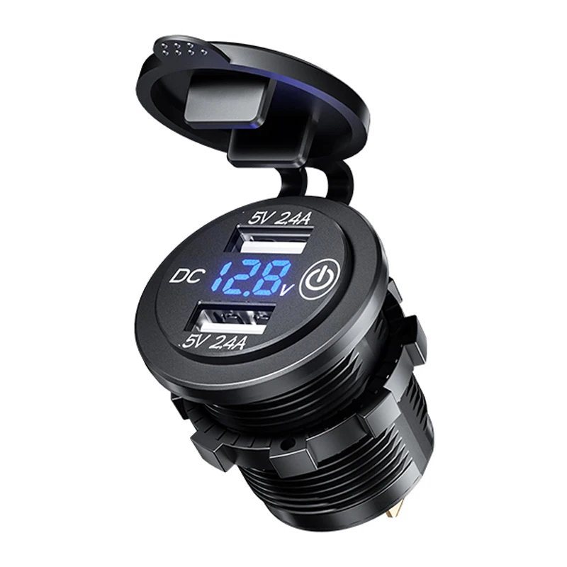 Автомобильное USB зарядное устройство измеритель напряжения переключатель