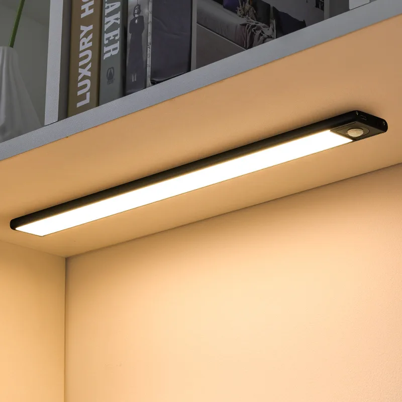 Luz LED nocturna con Sensor de movimiento para debajo del armario, iluminación USB para cocina, armario, lámpara magnética recargable