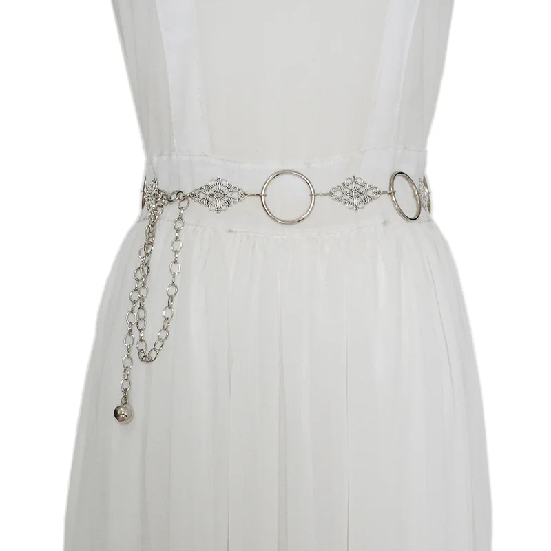 

Retro Women's waist chain Silver Metal Lady Simple Belts Women Belt Dress Accessories Belly Waist Chain Body Jewelry