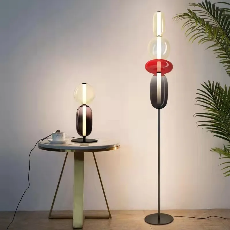 

Designer Bomma Colored Glass Ball LED Floor Lamp Home Art Decor Table Lamp Living Room Hotel Exhibition Hall Standing Lightiing