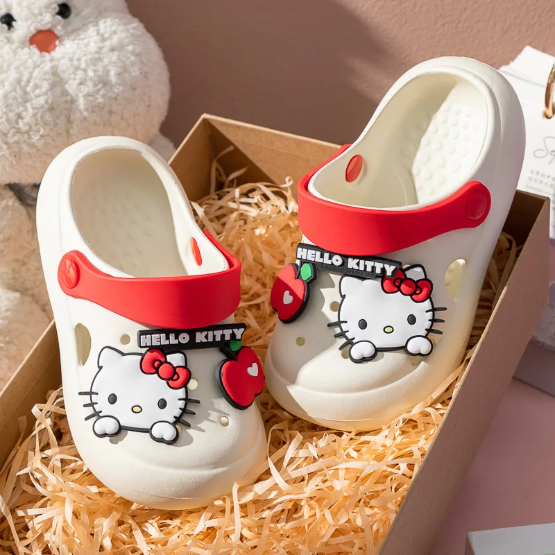 

Sanrio Cartoon Hello Kitty Melody Kuromi Summer Slippers Children Hole Shoes Wear Outside Home Household For Boys Girls Non-slip