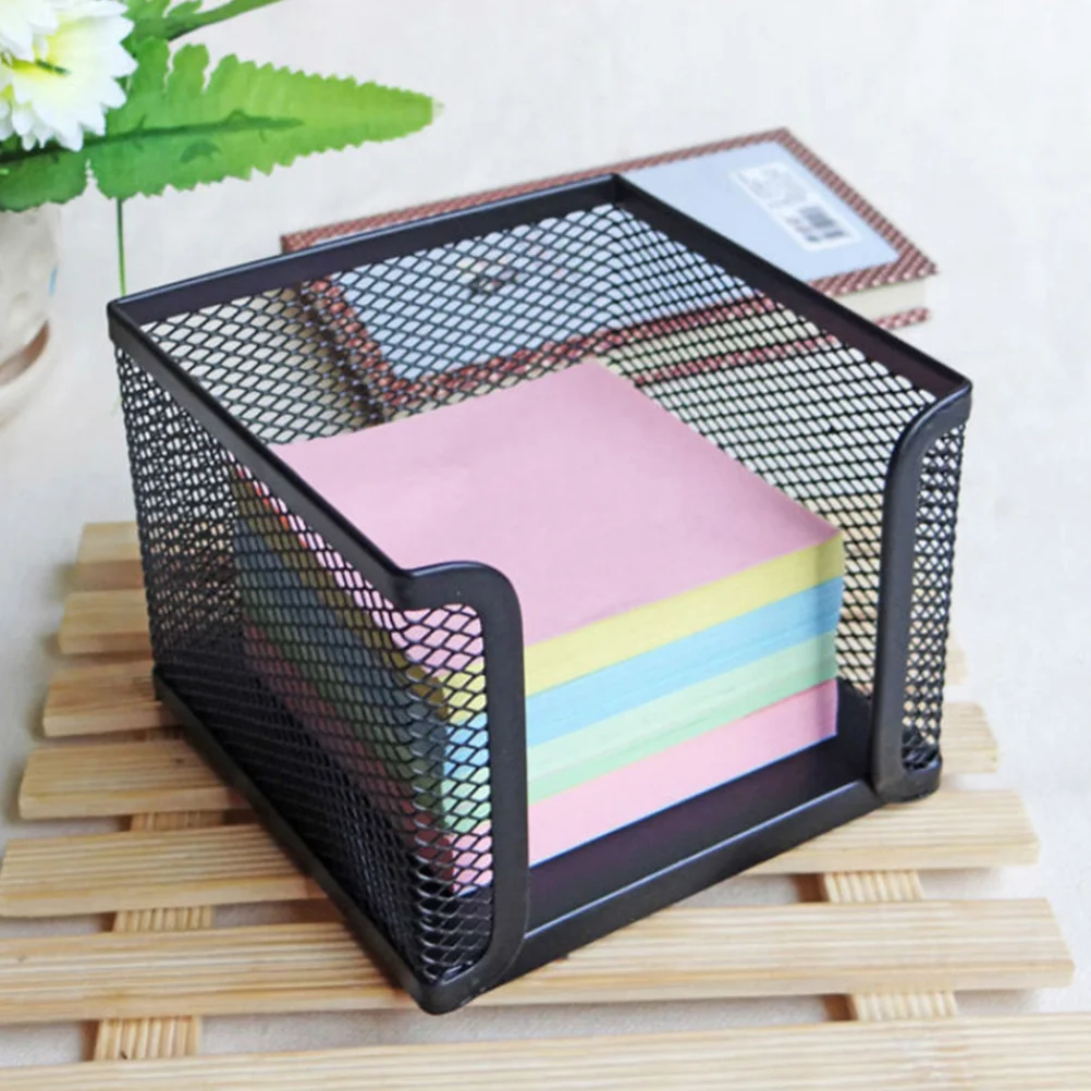 

2PCS Wire Mesh Self-Stick Note Storage Racks Note Holders Desktop Note Dispenser (Black)