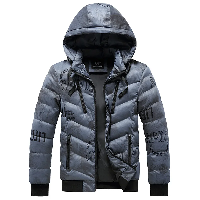 Men 2021 Winter Jacket New Fashion Printing Warm Fleece Thick Parkas Coat Male Outwear Hip hop Streetwear Parka Jackets Men 3XL