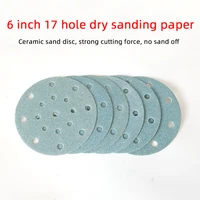 sandpaper disc abrasive for festool 150mm dry shackle 6 inch ceramic film back car putty painting blue flocked hook and loop