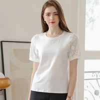 hollow out cotton t shirt women patchwork short sleeve summer tops 2022 tee shirt femme korean fashion clothing tshirt camisetas