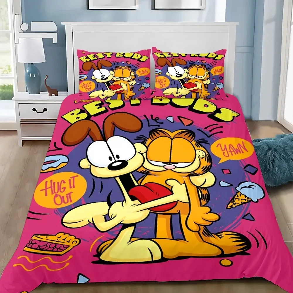 Фото Комплект постельного белья с цифровой печатью G-Garfields, изысканный 3D-дизайн, пододеяльник с изображением кошачьей семьи, одеяло, подарок для девочек и мальчиков №1