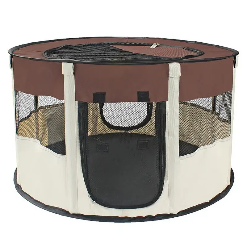 

Pet Dog Cat Playpen Tent Crate Room Foldable Puppy Exercise Cat Cage Outdoor 360-degree Open Mesh Shade Cover Nest Kennel