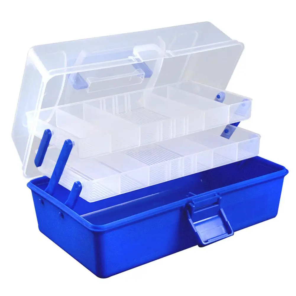 

3-layer Portable Folding Fishing Tackle Box Large Capacity Lure Storage Box Organizer Fishing Accessories With Handle