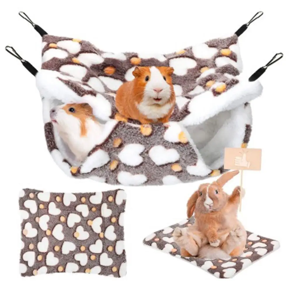 

2pcsPet Hamster Hammock Double-layer Guinea Pig Cages Soft Fleece Winter Warm Hanging Nest Sleeping Bed Squirrel Small Pet House