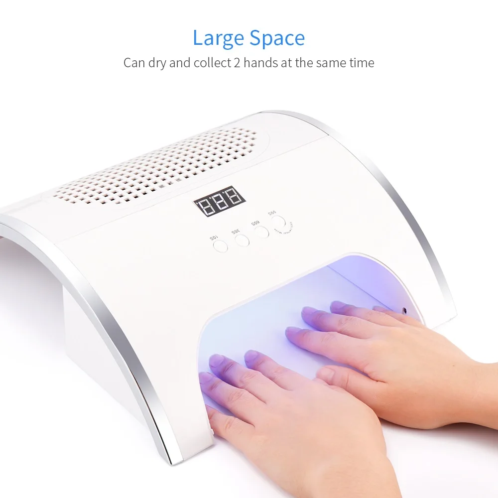 

2 in 1 Nail Lamp Nail Dust Collector Vacuum Cleaner for Nail Art with Big Fan UV Gel Varnish Dust Collector Nail Dust 36 LED 80W
