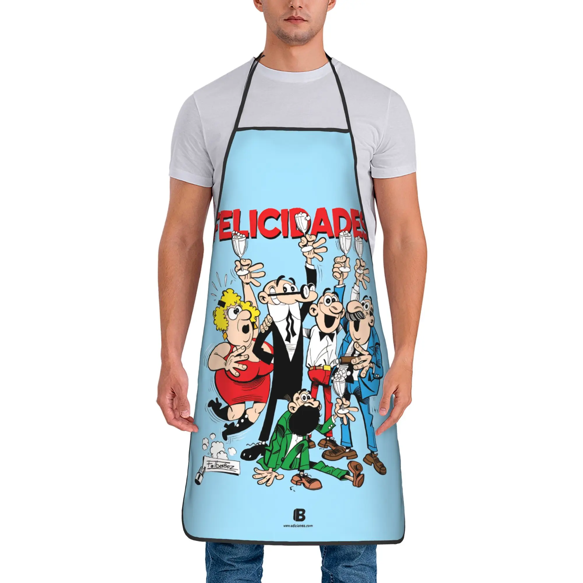 Фото Фартук Mort & Phil Mortadelo y Filemón для взрослых, модный, для барбекю и кухни, без карманов №1