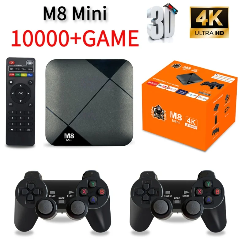 

M8 Mini Game Player Android 10 TV Box S905 64GB 10000 Games 4G WiFi HD 4K Wireless Controller video game iptv