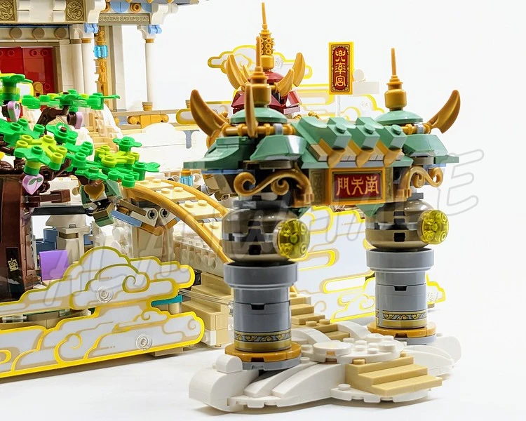 2433 шт. Monkie Kid Monkey The Heavenly Realms Chiese Palace Flat Peach Cloud 86994 Строительные блоки игрушки