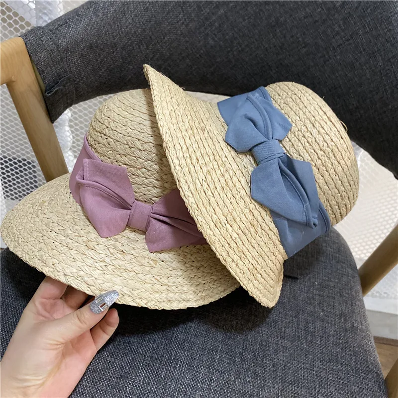 

Summer Female Lafite Straw Hat Japanese Lovely Bowknot Is Prevented Bask In Fisherman Hat Shading wide-brim Sea Beach Caps Fashi