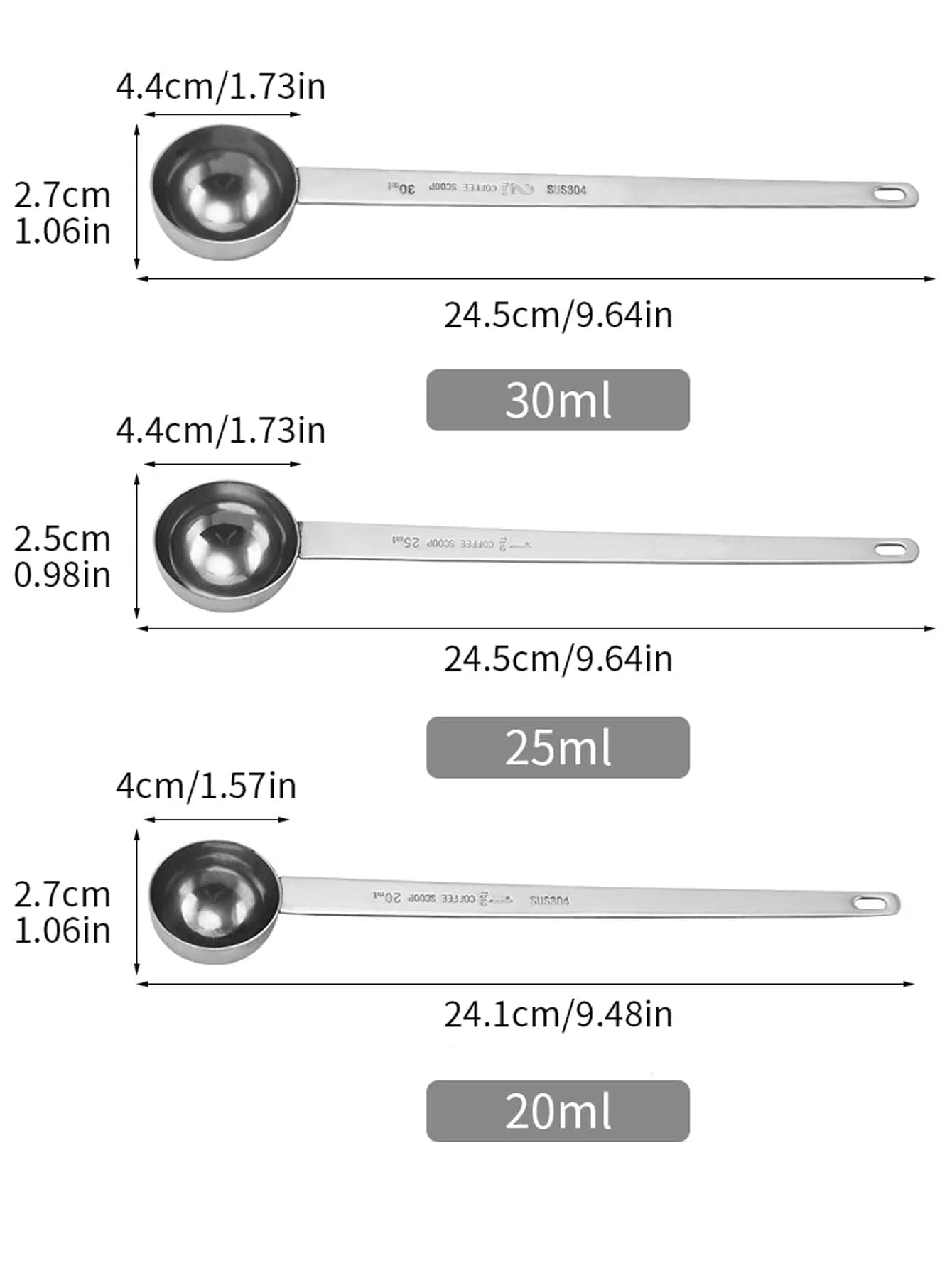 Столовая ложка Leeseph из нержавеющей стали 304 с длинной ручкой