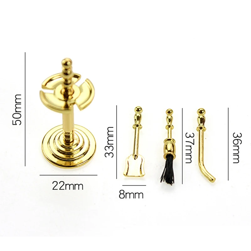 

4pcs gold mini cleaning tools display ornaments, decorations doll house mini display garden broom cleaning tools furniture