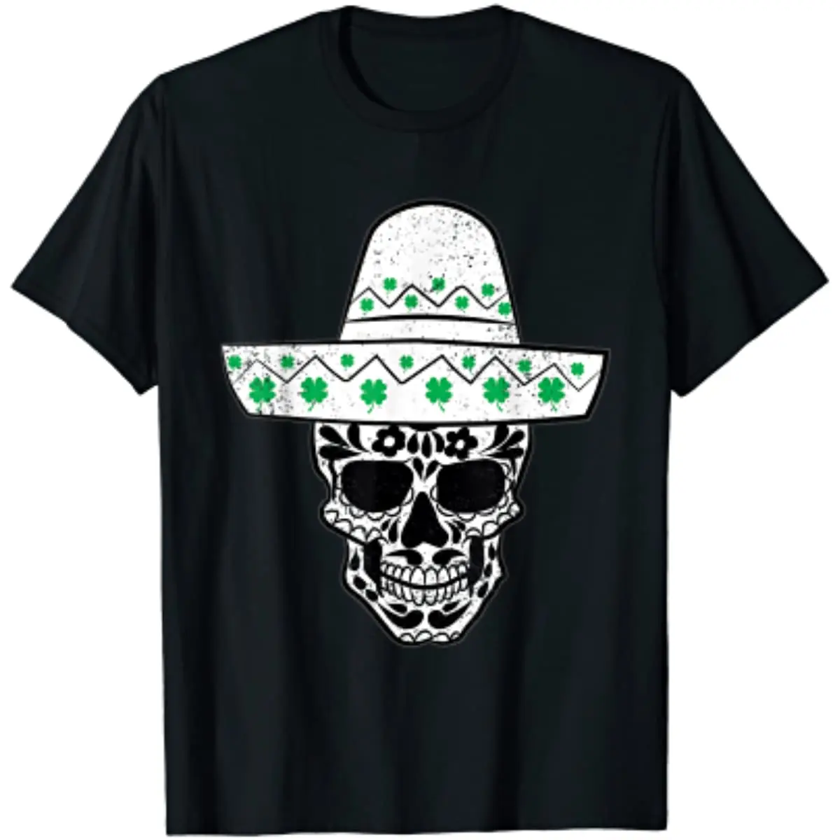 

Sugar Skull Shamrock St Patricks Day Mexican Skull T-Shirt Vintage T Shirt Cotton Daily Four Seasons Casual