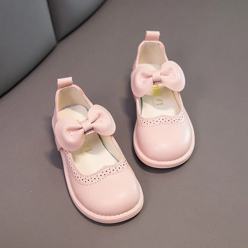 

Girls Mary Janes Shoes For Kids Baby Casual Shoes Autumn Children Leather Shoes Black White Sandals Sweet Bowknot Princess Shoes