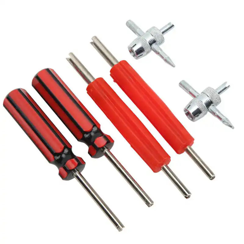 

4 Way Tire Valve Tool Single Dual Heads Tire Valve Core Remover Repair Installer for Cars Trucks Motorcycles
