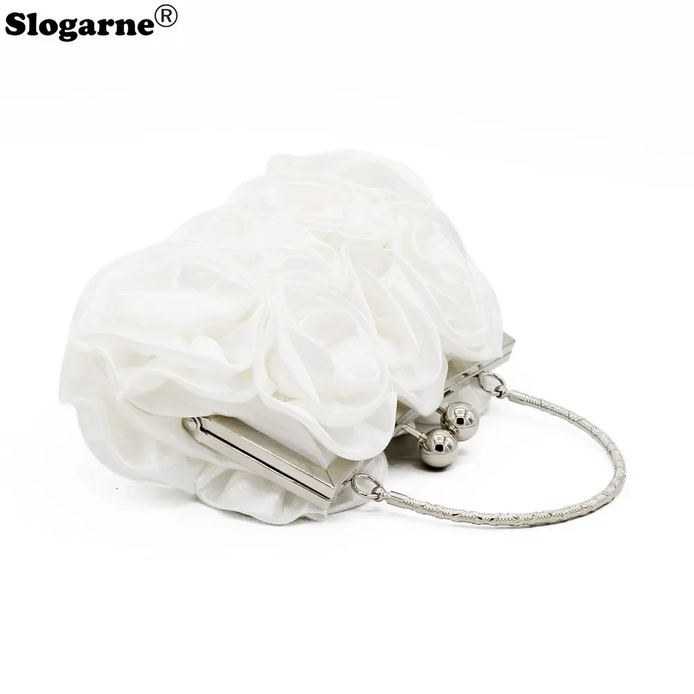 Модная женская однотонная сумка с цветком розы Повседневная вечерняя свадебные