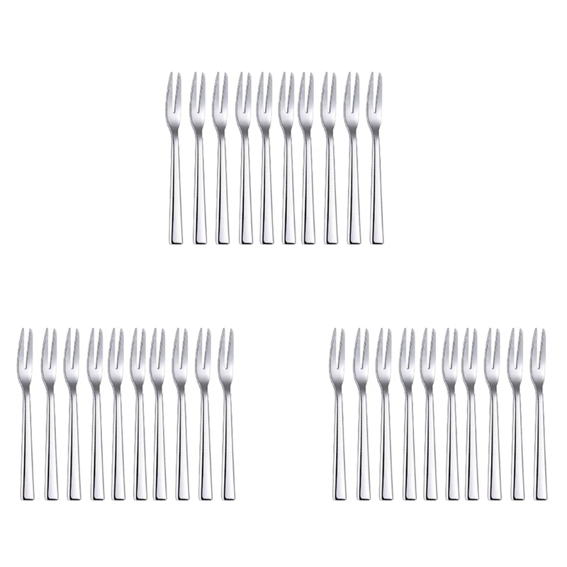 

30Pcs 304 Stainless Steel Cocktail Dessert Fork Appetizer Snack Cake Fruit Forks Set