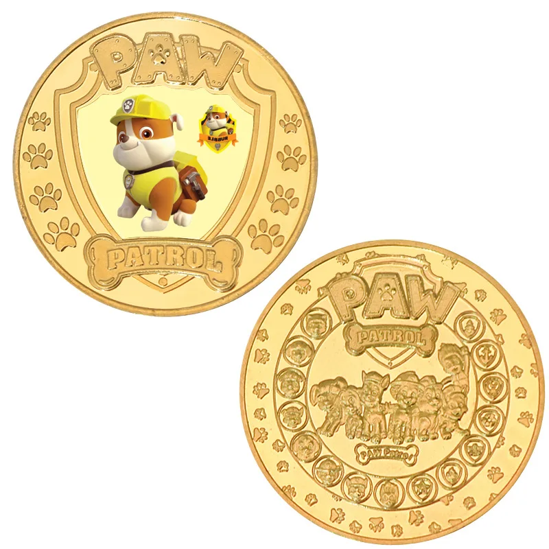 5 шт. металлические золотые монеты в стиле аниме Щенячий патруль Чейз Маршалл