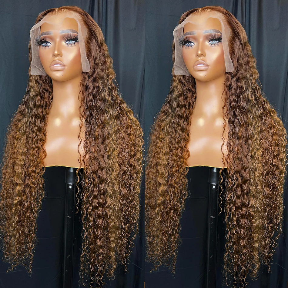 Ed Lace Front Human Hair Wig 30 Inch Curly Human Hair Wig Tpart Deep Water Wave Frontal Wigs For Women