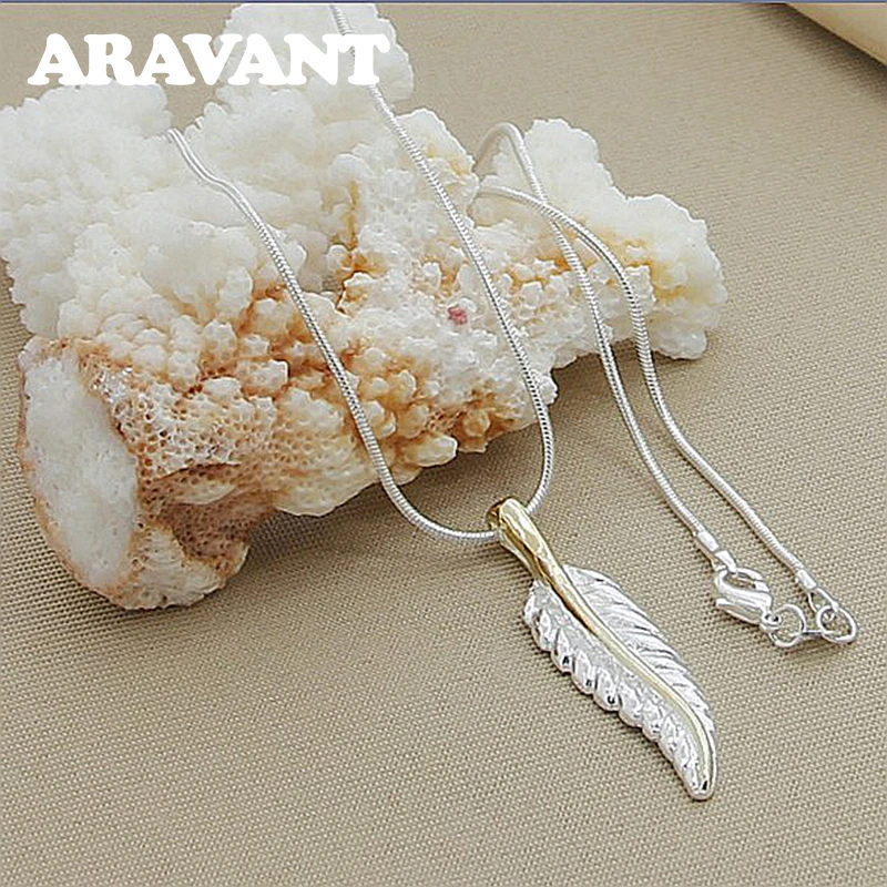 Подвеска из серебра 925 пробы с перьями ожерелье цепи змеи для женщин и мужчин