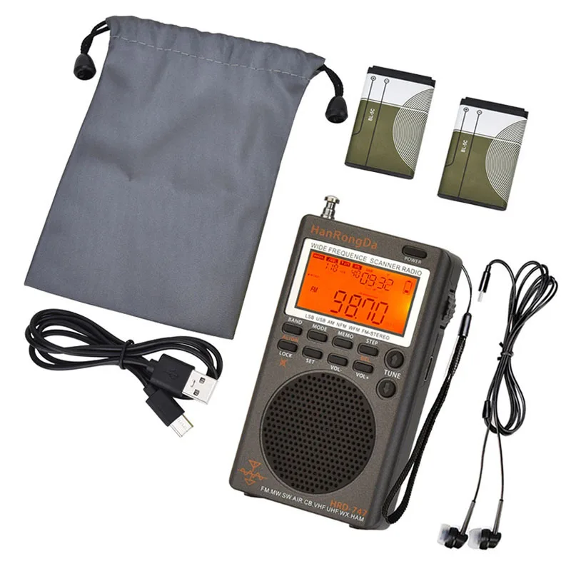 mini portable FM radio all band  hrd 747 or hrd 701 no Full Band FM/MW/SW/WB Receiver with earphone