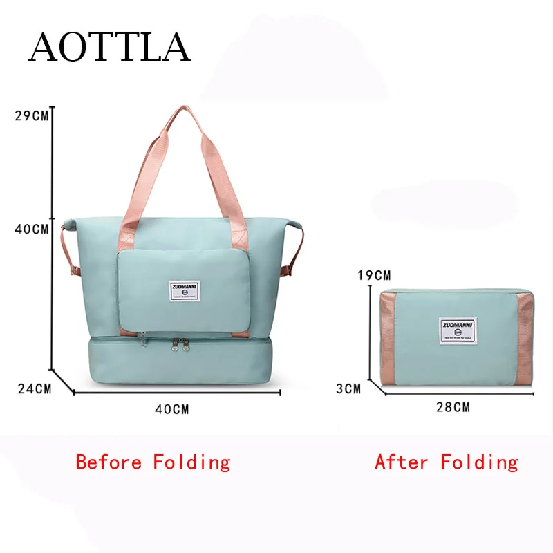 

AOTTLA Folding Travel Bag Large Capacity Shoulder Bag High Quality Casual Women's Sports Bag Fashion New Ladies Hand Luggage Bag