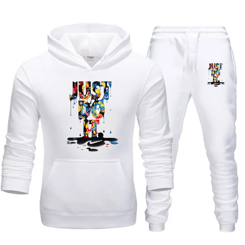 Men's Autumn Winter Running Sets Hoodie+Pants 2 Pieces Casual Tracksuit Male Sportswear Gym Brand Clothing Jogging Sweat Suit