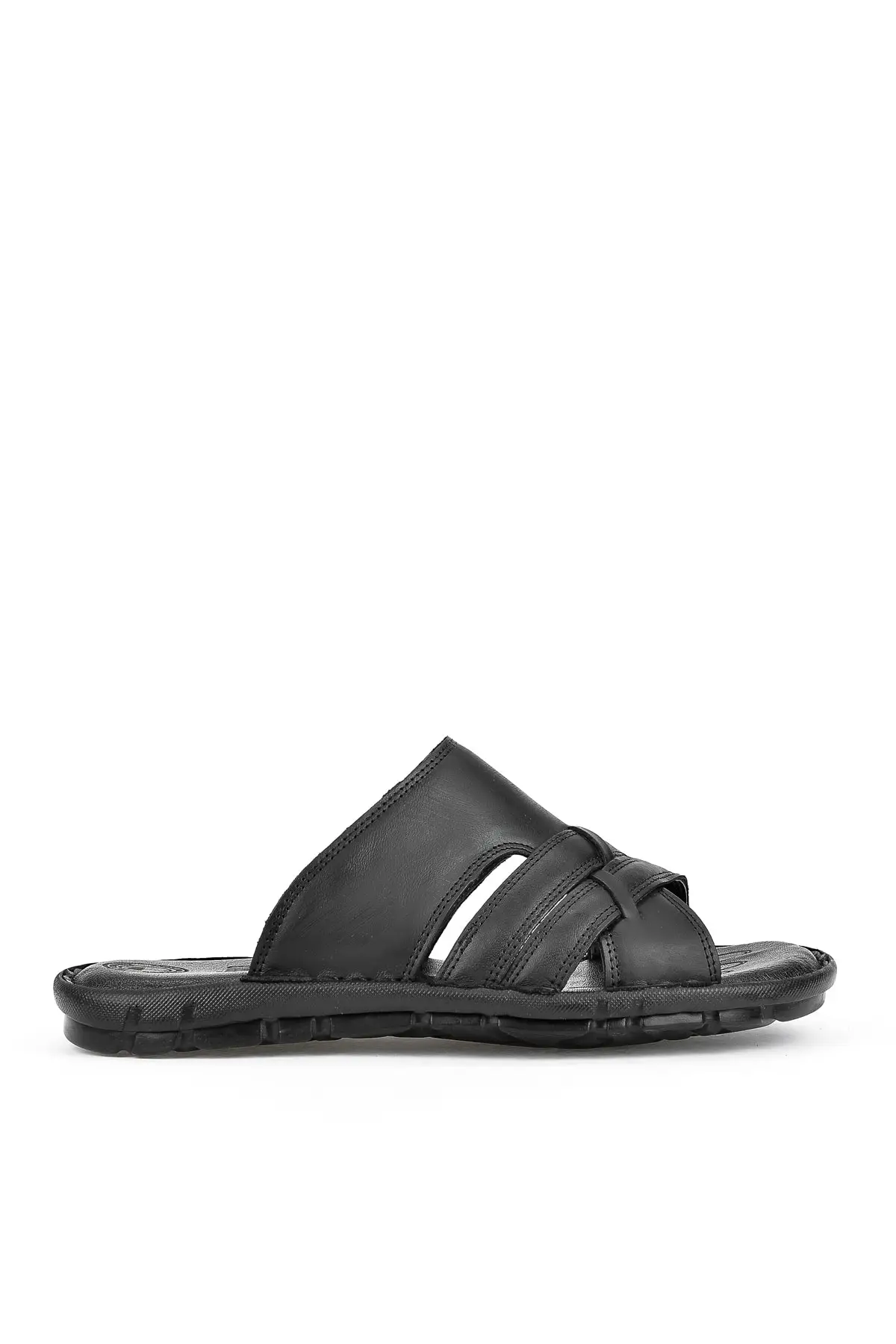 

Men's Genuine Leather Slippers, Black, Comfortable, Soft, Full Mold, Pillar, Comprehend quality-Solid-Long Time Standing Kalanlara, Home and Outside