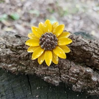 small sunflower pin enamel flower brooch 33mm yellow brown metal flower scatter pin garden summer gifts wedding jewelry sunflo