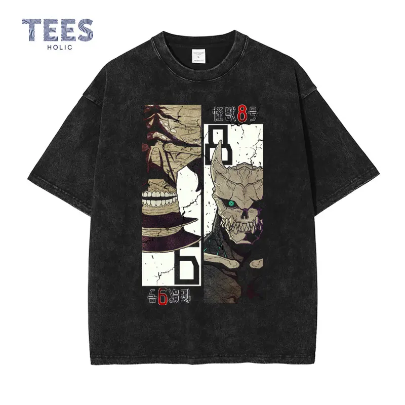 

Футболка мужская с рисунком аниме Kaiju No.8, винтажная Повседневная футболка с принтом монстра 8, топы с коротким рукавом для манги в стиле Хара...