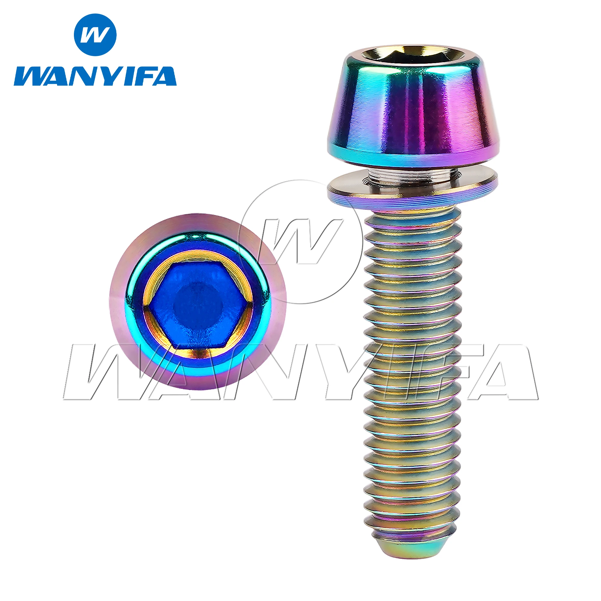 

Титановый болт Wanyifa M5/M6x16 18, 20, 25 мм, коническая шестигранная головка с нелиняющей шайбой, винт для выноса велосипеда, кривошипный тормоз