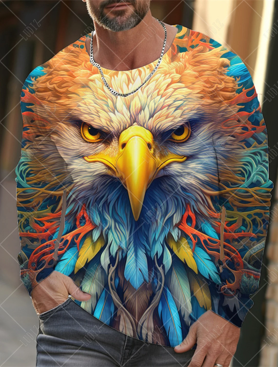 

Men's Long Sleeve T-shirts 3d Printed Long T Shirt For Men Street O Neck Pullover Oversized Tee Shirt Man Clothing Fashion eagle