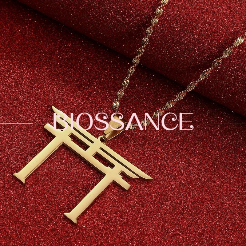 BIOSSANCE Новый изысканный модный символ Шинто ожерелье из нержавеющей стали для