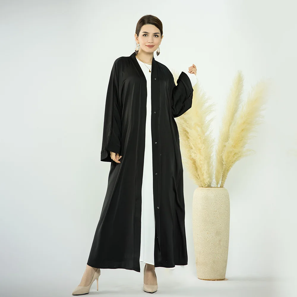 2023 Middle East Turkey Dubai Solid Color Cardigan Dress Muslim Fashion Robes Abayas for Women Open Abaya Vestidos Largos