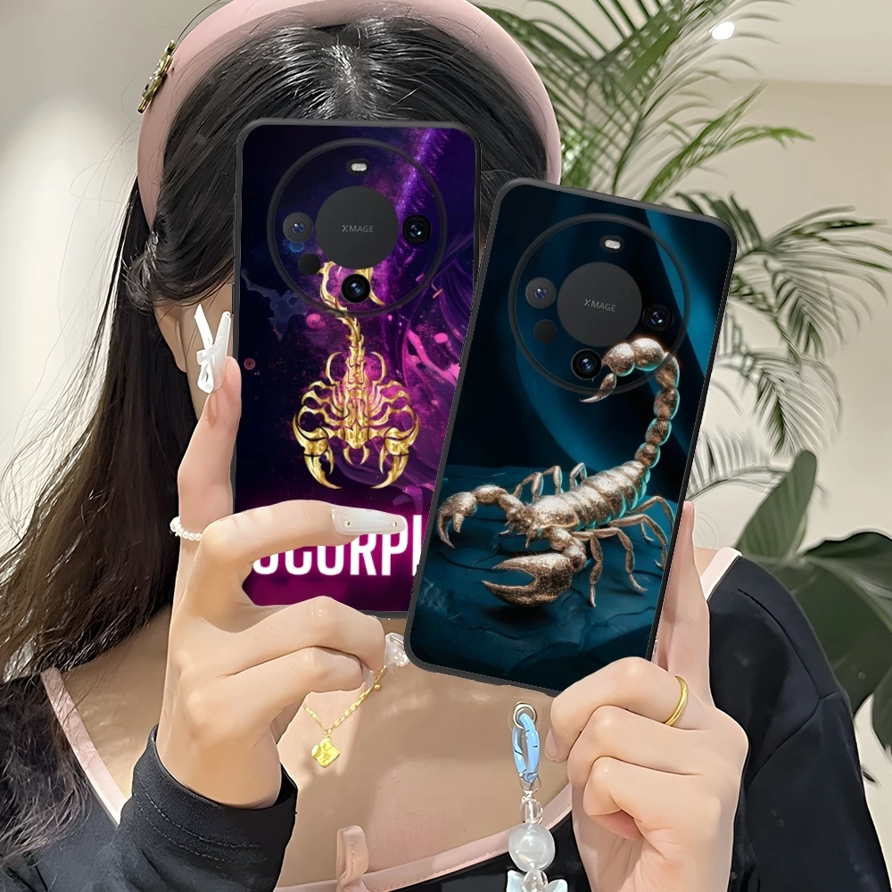 Цветной чехол для мобильного телефона Golden Scorpio Huawei Mate 60 50 40 30 20 10 Pro Plus Lite E 5G черный