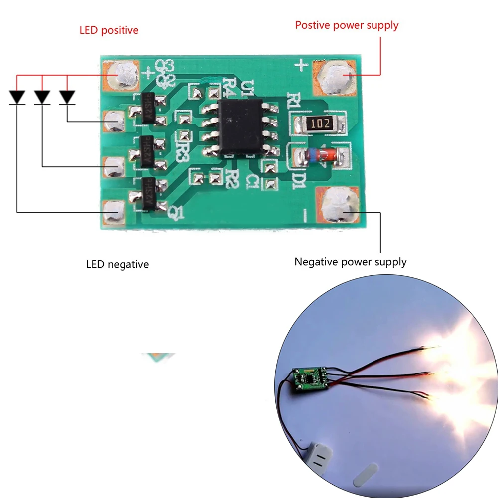 

3 Channel Slow Flashing Gradient Light Controller Module Gradually Fades Out Auto Dimmer Breathing Light Driver Chip 3-12V 300mA