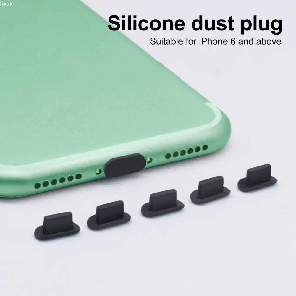 

5Pcs Silicone Wear-resistant Phone Earphone Case Tablet Dust Plugs For iPhone 5S 6 8P iPhone 11 iPhone 12 Pro AirPods Headset