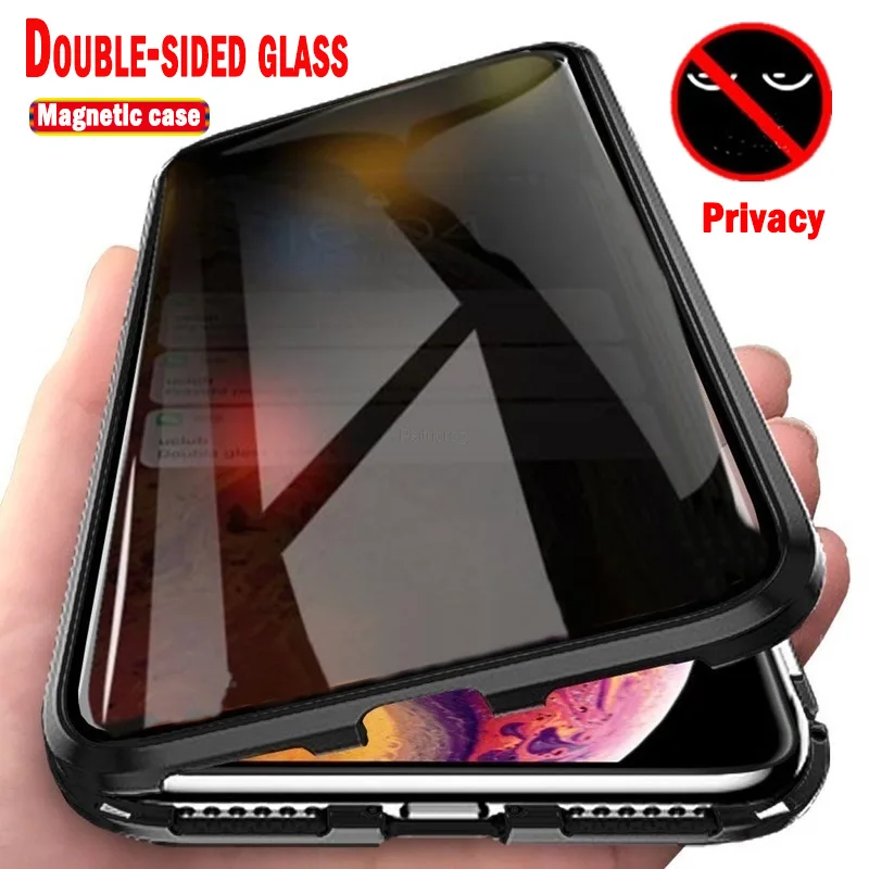 

Magnetic Tempered Glass Privacy Metal Case For Samsung S23 S22 S21 Plus S20 Plus S9 S10 360 Magnet For Samsung Note 8 9 10 Cover