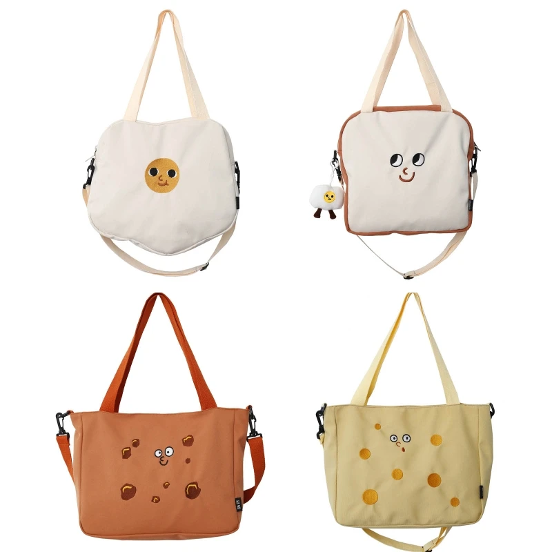 

Soft Nylon Messenger Bags Cartoon Cheese Shoulder Bag Lovely Toast Bread Handbags Large Capacity Crossbody Bags