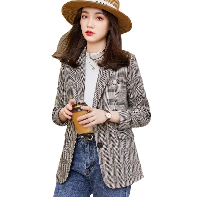 

Spring autumn new Suit jacket women's plaid women clothing professional top suit women blazer polyester office lady blazers