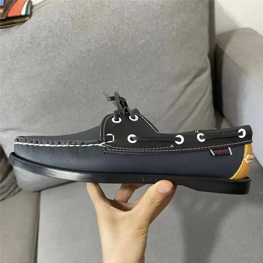 

Men Genuine Leather Driving Shoes,Slip On Docksides Classic Boat Shoe,Brand Design Flats Loafers For Men Women 2022A31